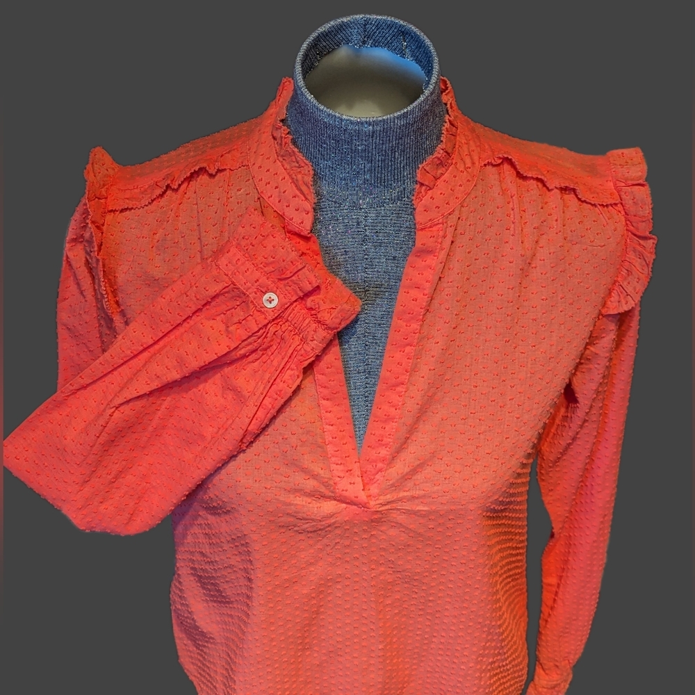J Crew Coral Poplin Pullover